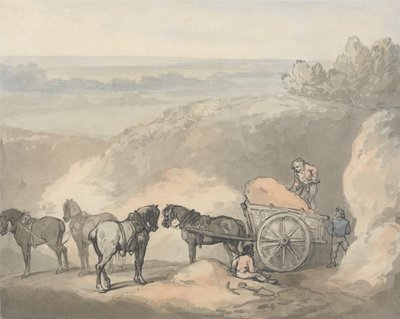 Horses and a Cart at a Sandpit by Thomas Rowlandson